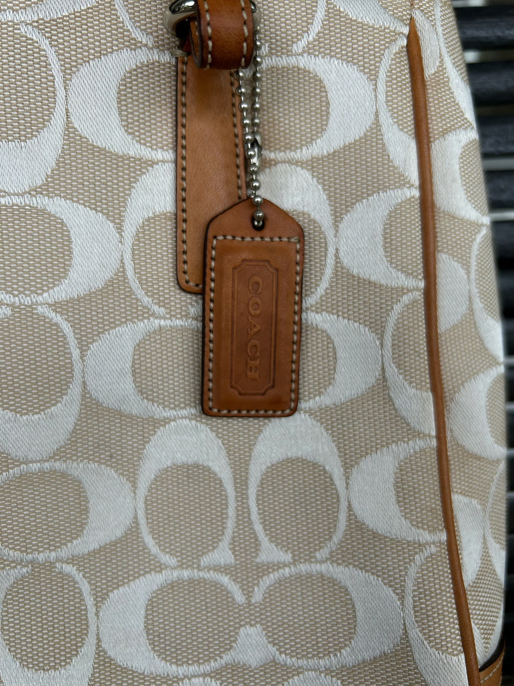 Coach peach and tan CC Signature Tote (style 6090)