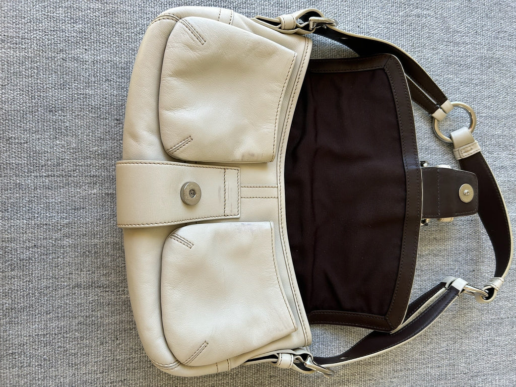 Coach 3653 Cream Leather Shoulder Bag