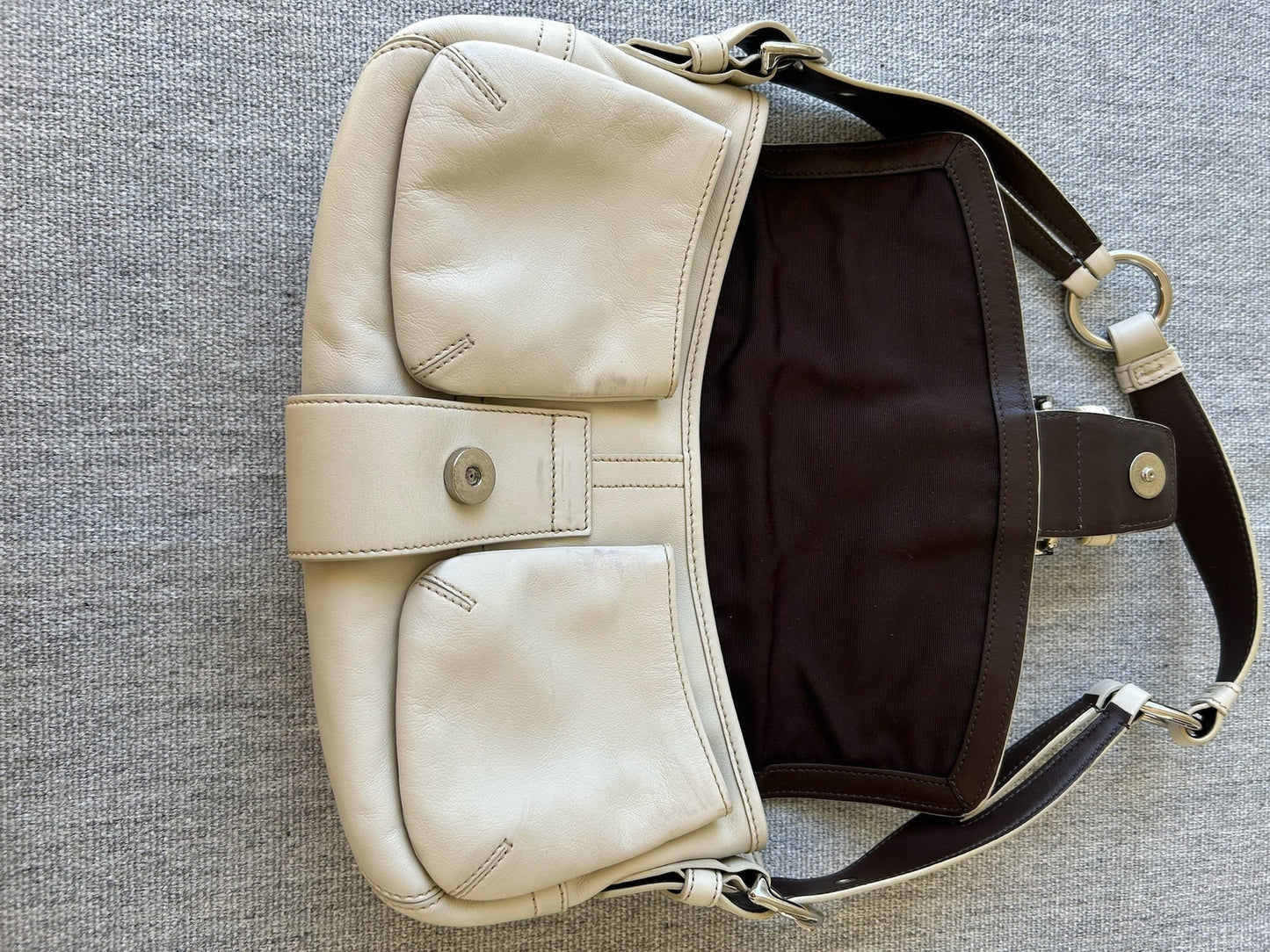 Coach 3653 Cream Leather Shoulder Bag