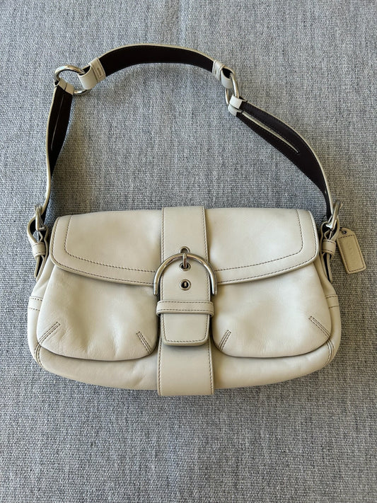 Coach 3653 Cream Leather Shoulder Bag