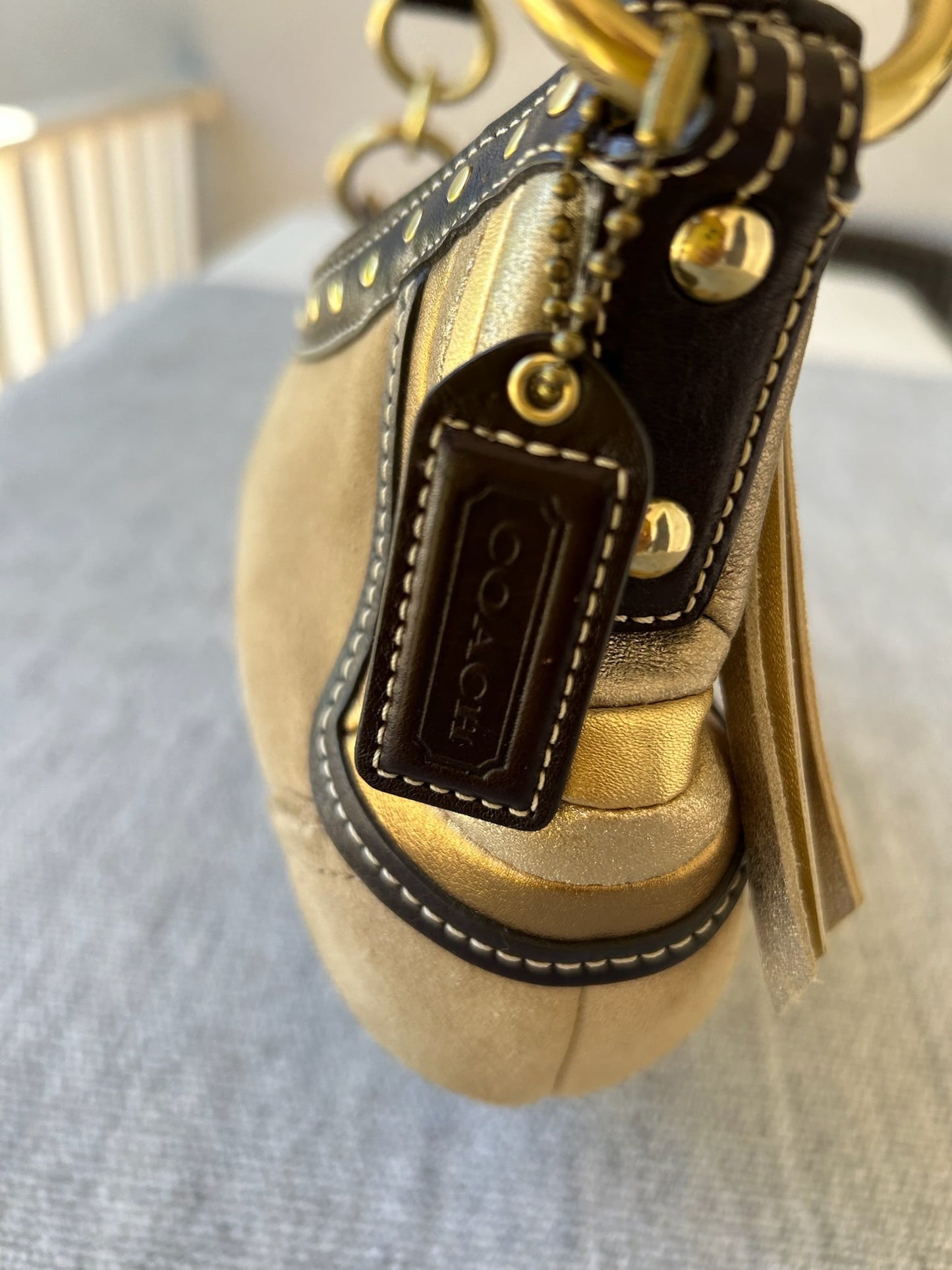 Coach F10682 Tan Suede Hobo Women's Bag