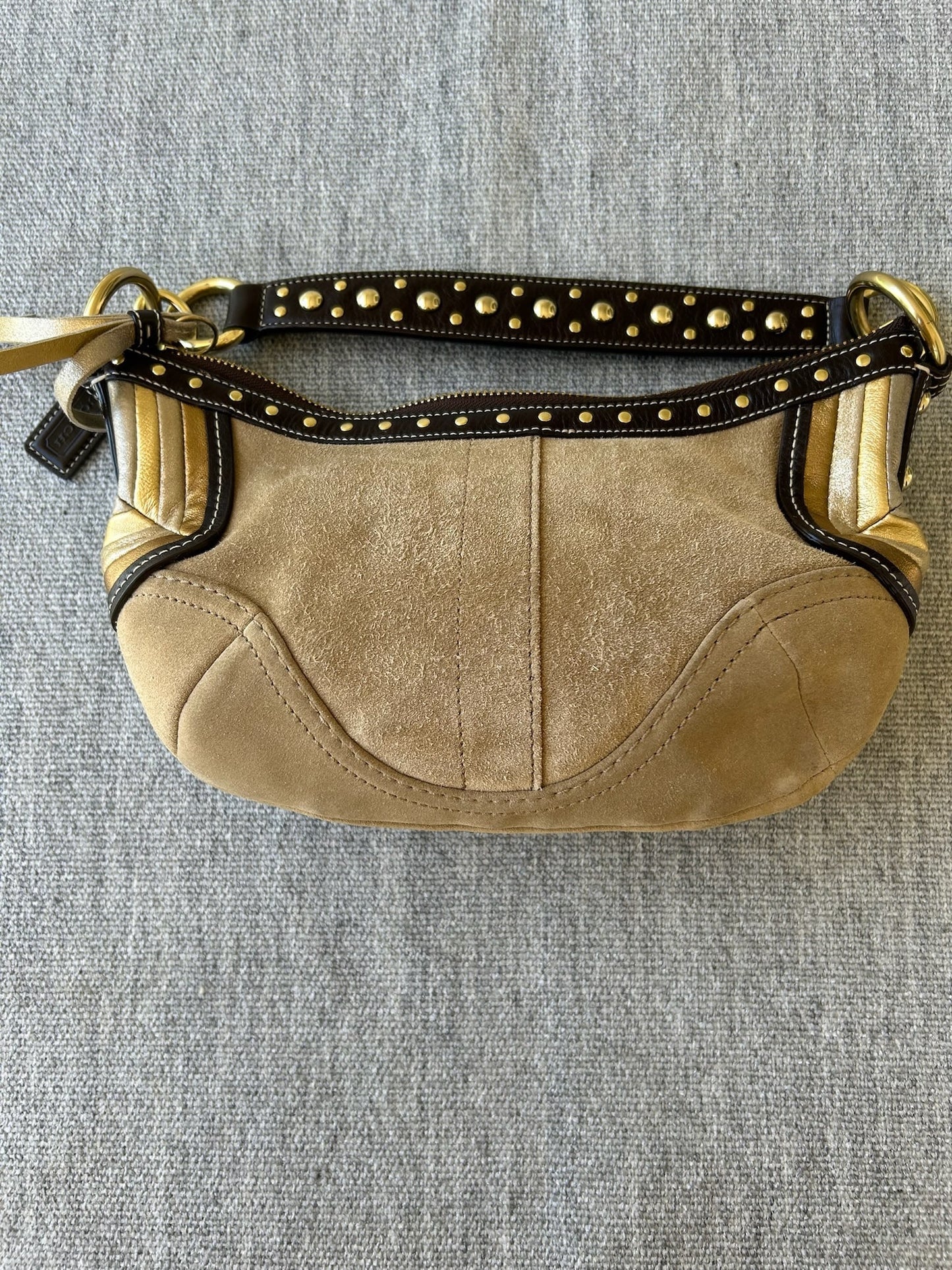 Coach F10682 Tan Suede Hobo Women's Bag