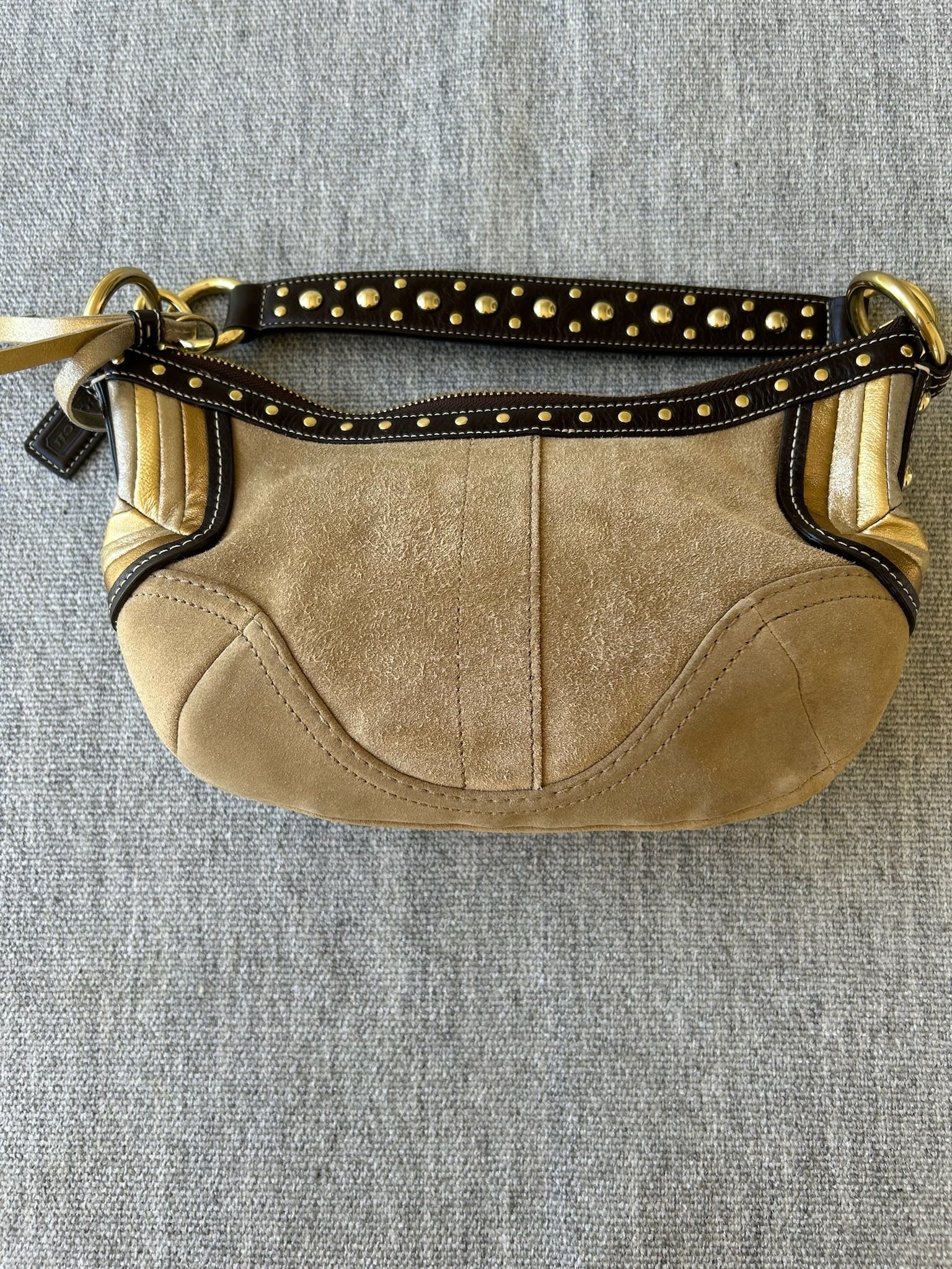 Coach F10682 Tan Suede Hobo Women's Bag