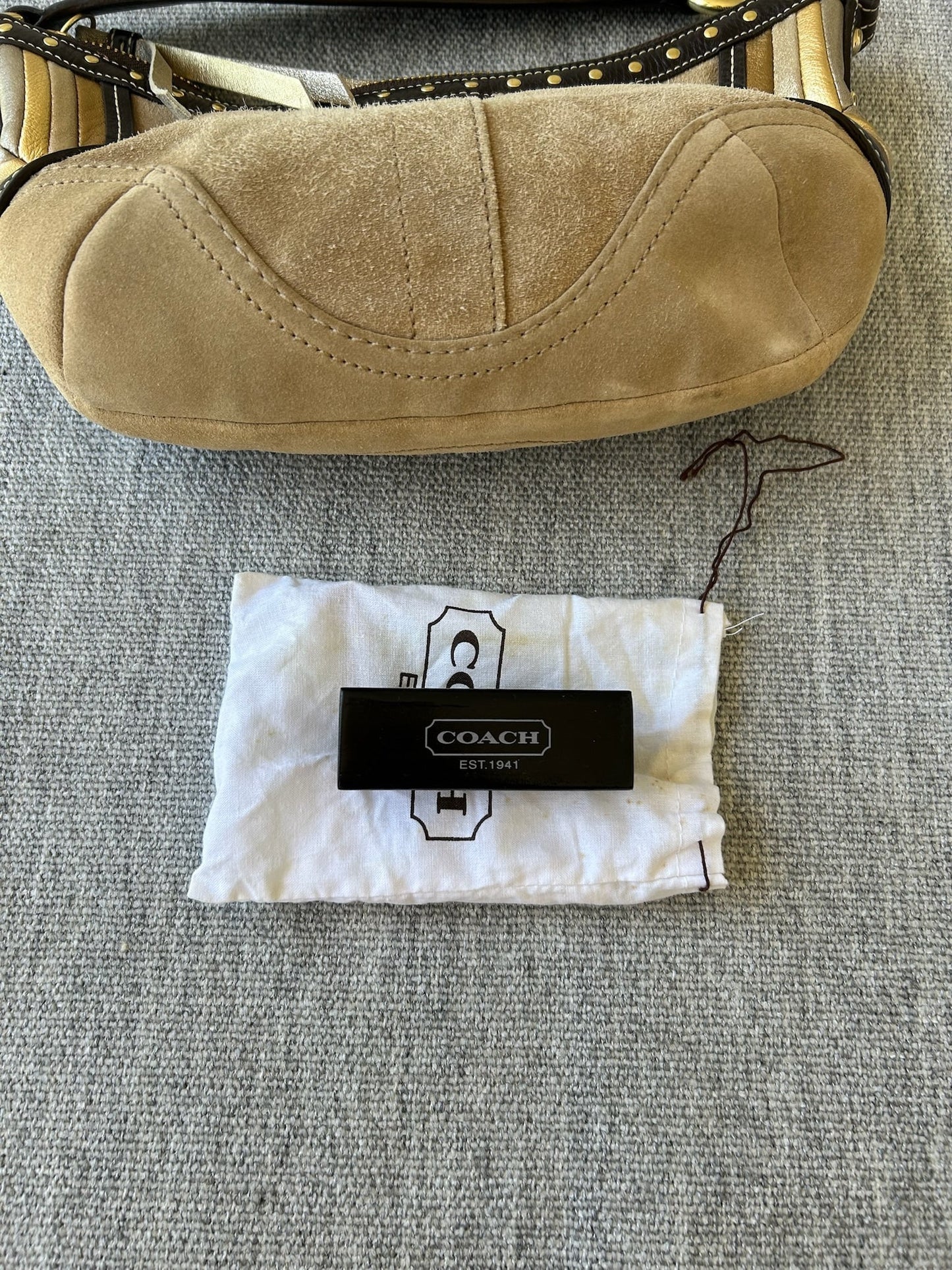 Coach F10682 Tan Suede Hobo Women's Bag