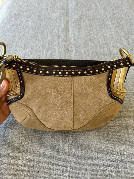 Coach F10682 Tan Suede Hobo Women's Bag