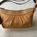 Coach Tan Leather Shoulder Bag with Pleated Design