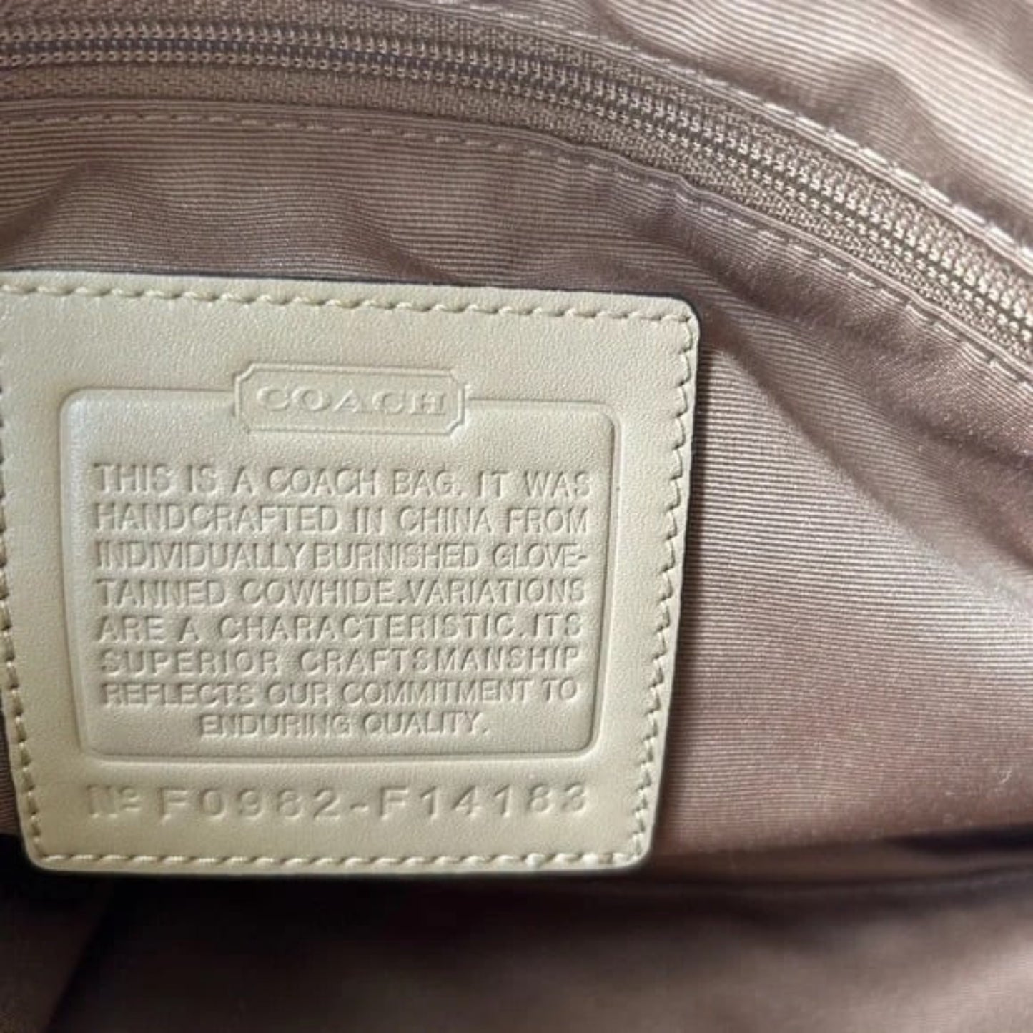 Coach Tan Leather Shoulder Bag with Pleated Design