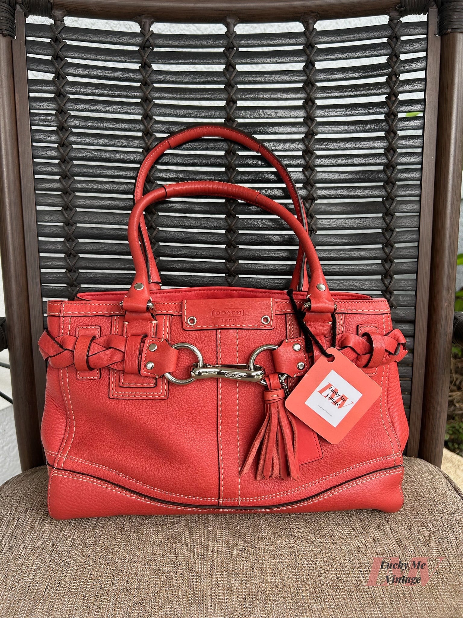 Vintage Coach orange/red Hampton Collection Bag