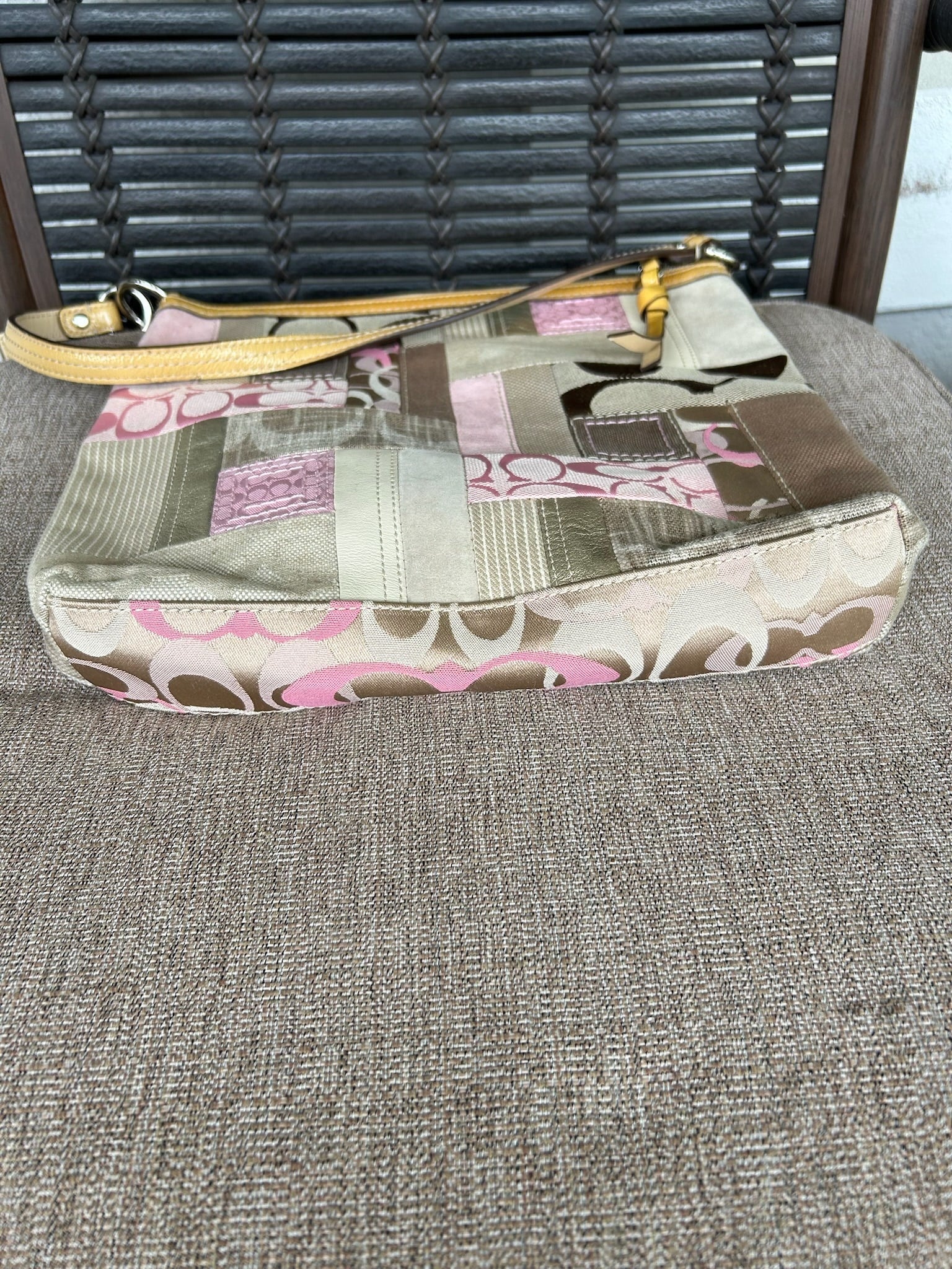 Coach pink patchwork shoulder bag (style F13723)