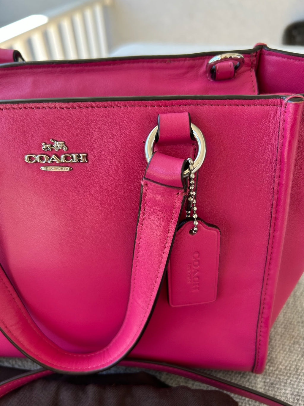 Coach Pink Leather Women's hand Bag with cross strap