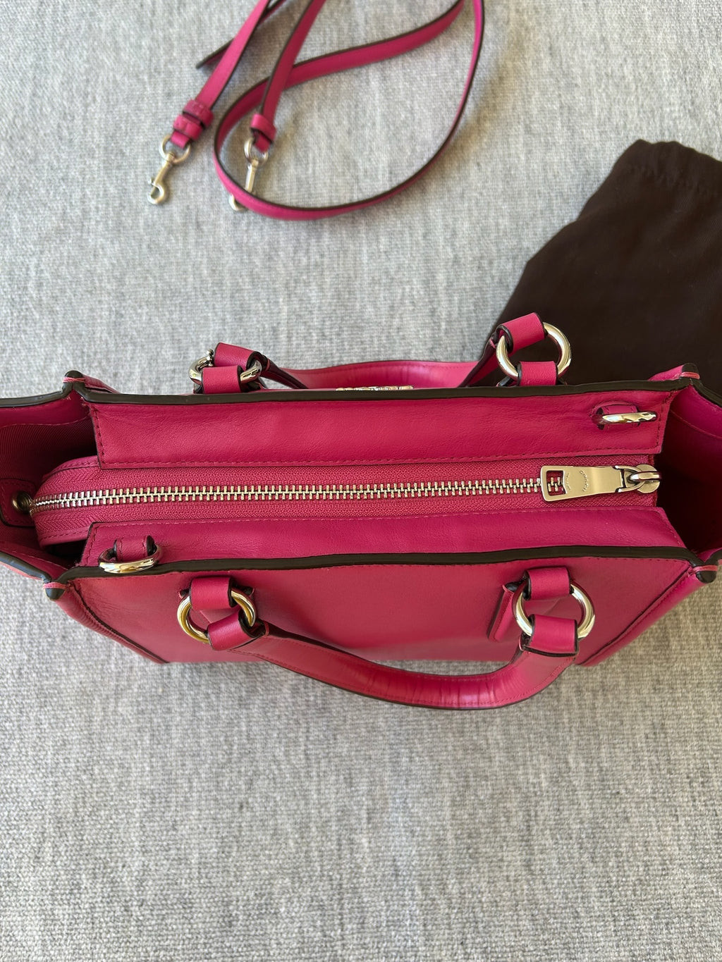 Coach Pink Leather Women's hand Bag with cross strap