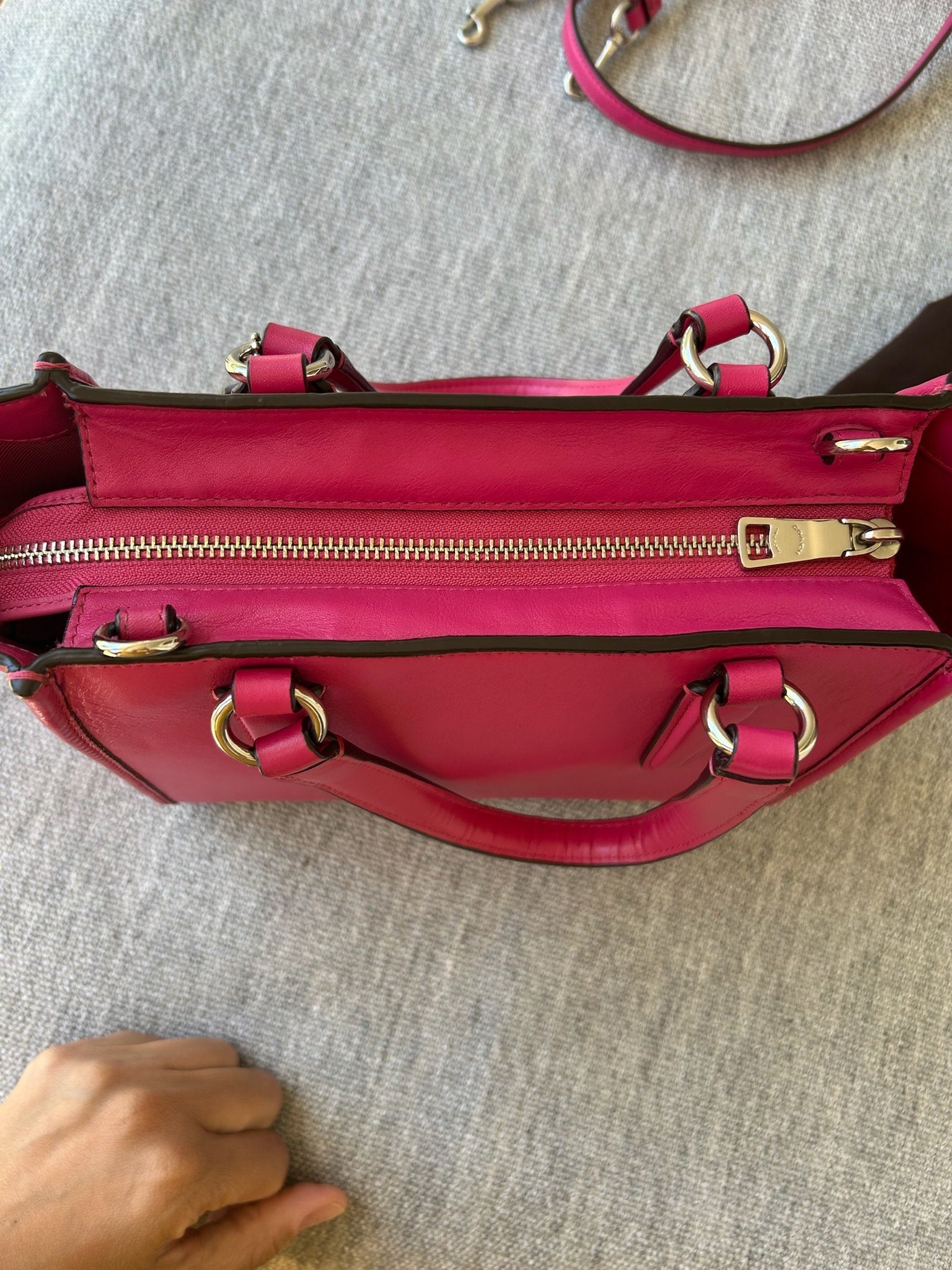 Coach Pink Leather Women's hand Bag with cross strap