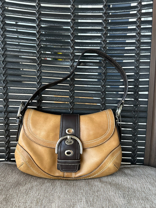 Vintage Coach soho F10909 Tan and Brown Leather Shoulder Bag