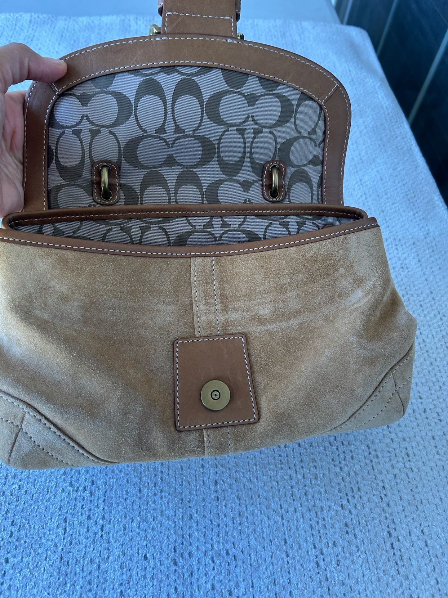 Coach Brown suede Leather Handbag