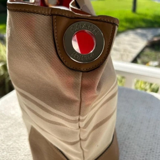 Coach Brown and Cream Women's Tote Bag
