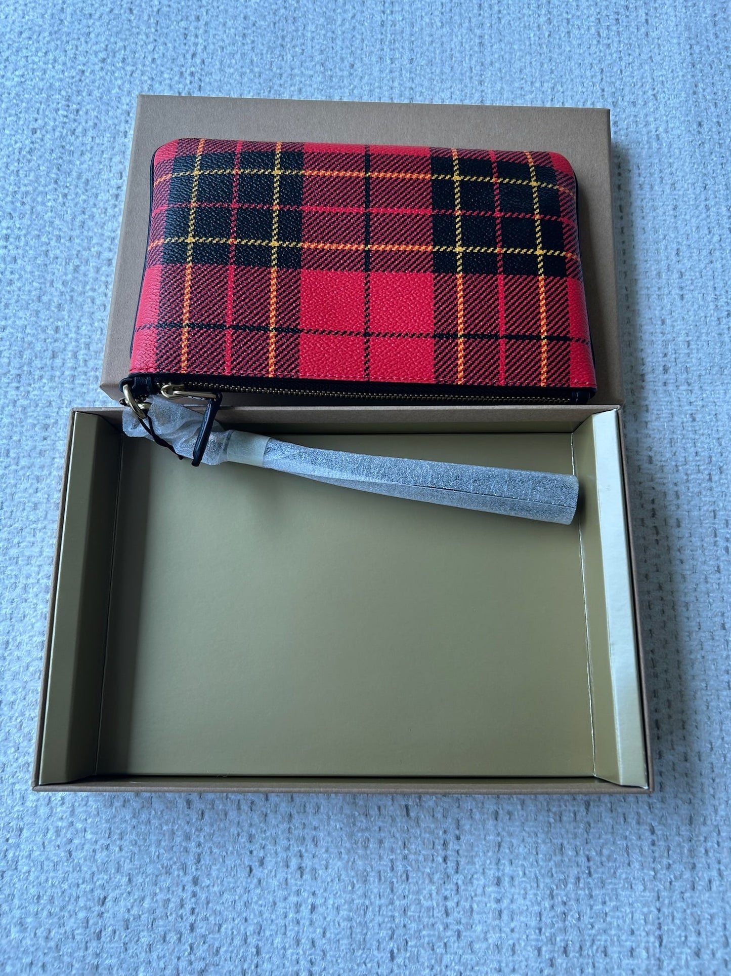 Coach Red Plaid Wristlet