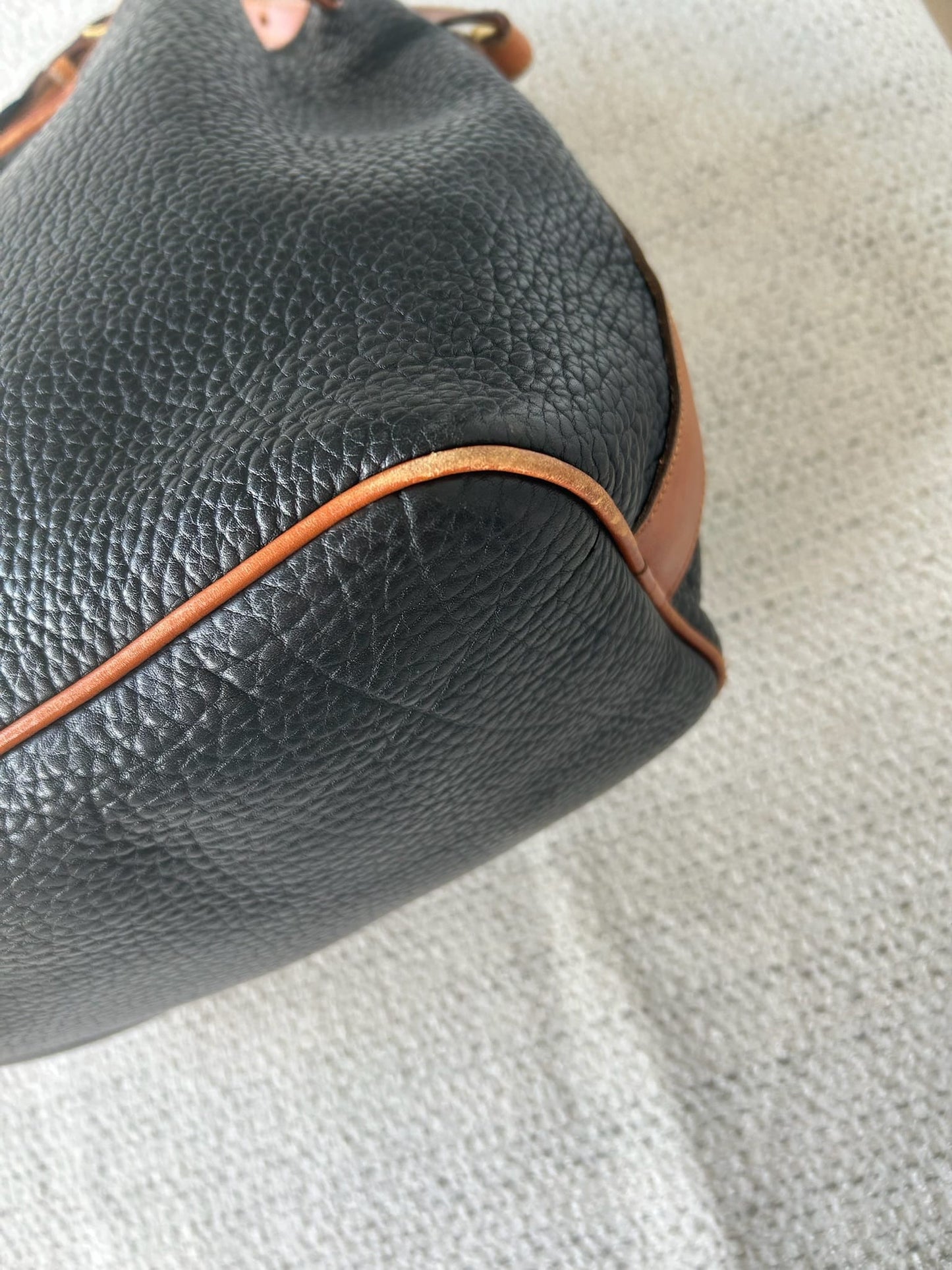 Dooney & Bourke Large Black and Brown Leather Bucket Bag