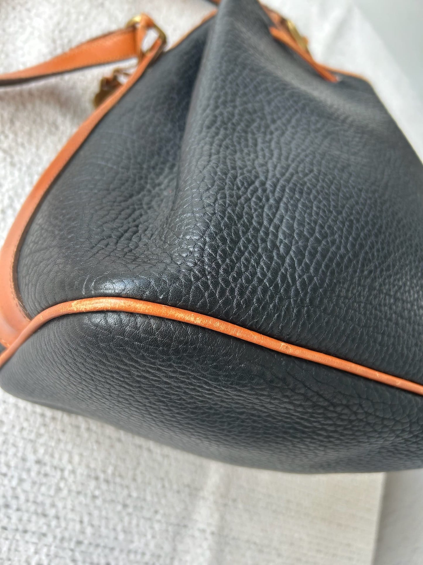 Dooney & Bourke Large Black and Brown Leather Bucket Bag