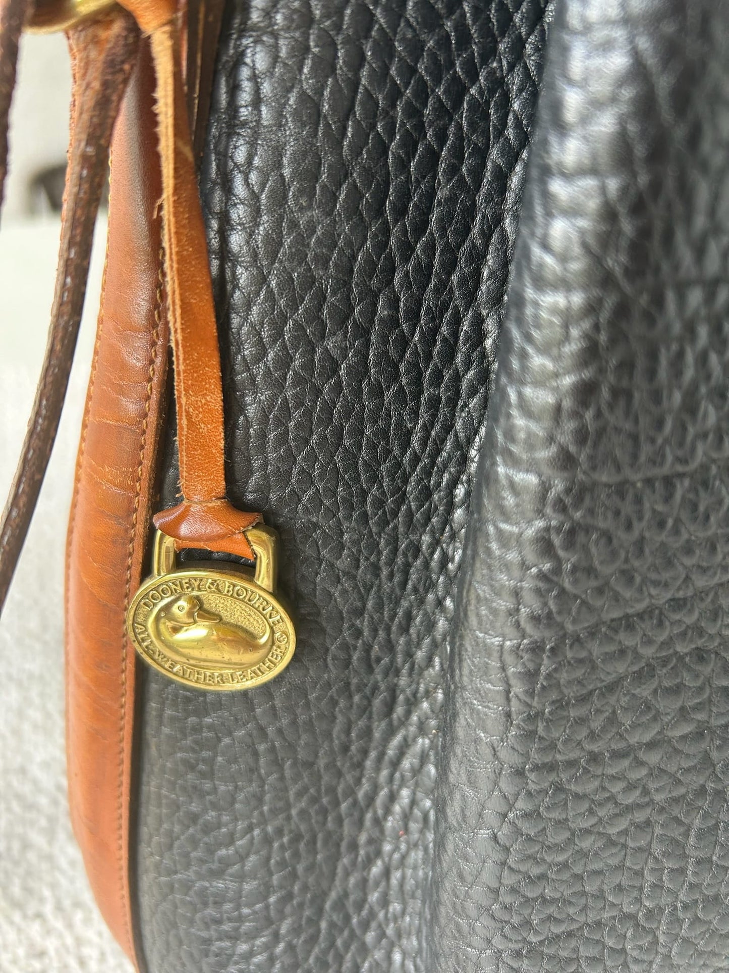 Dooney & Bourke Large Black and Brown Leather Bucket Bag