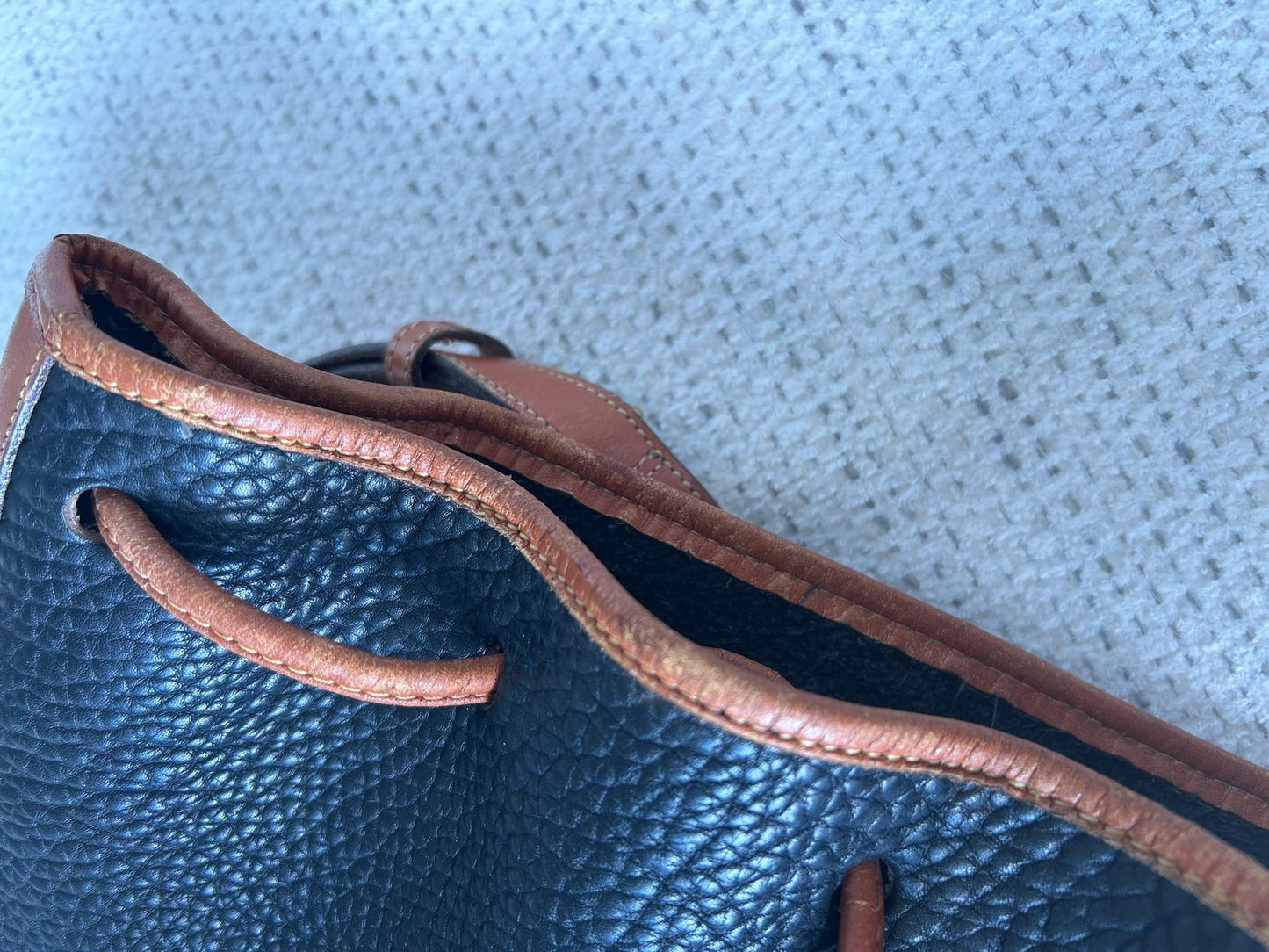 Dooney & Bourke Large Black and Brown Leather Bucket Bag