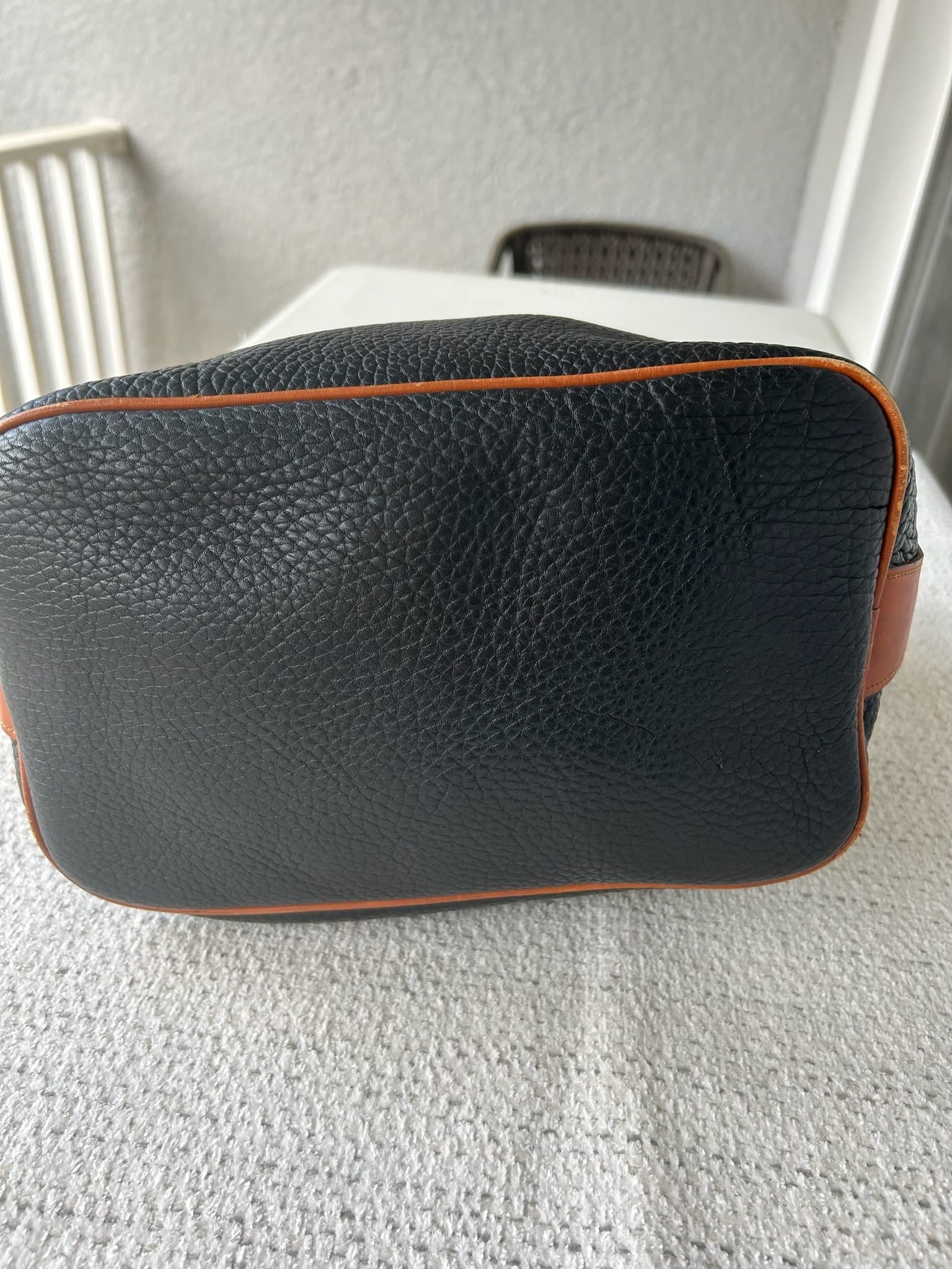 Dooney & Bourke Large Black and Brown Leather Bucket Bag