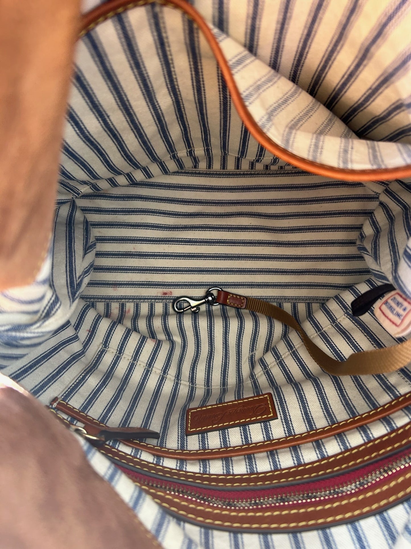 Navy Blue Leather-Trimmed Nylon Women's Bag