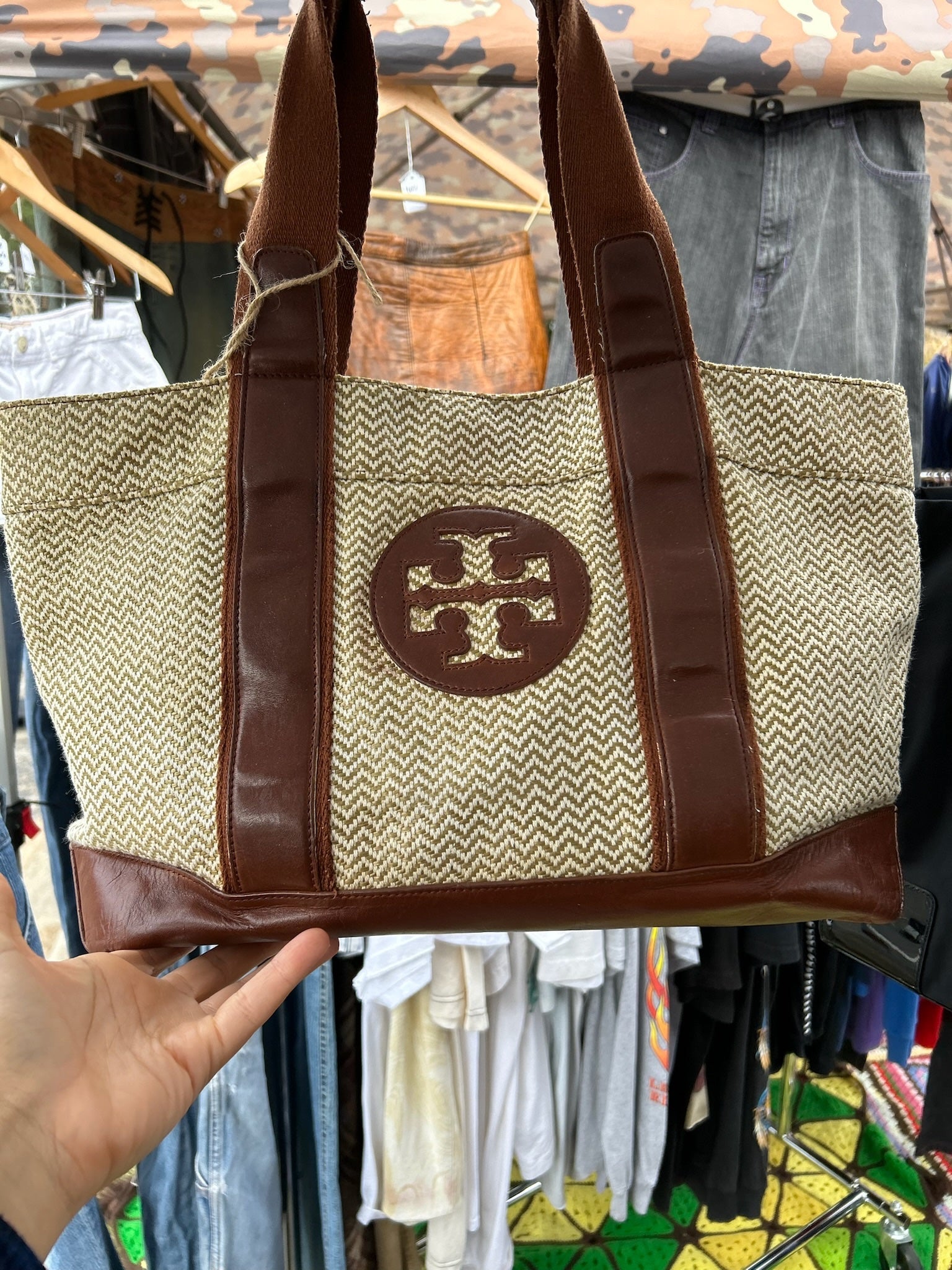Vintage Tory Burch tan brown tote bag