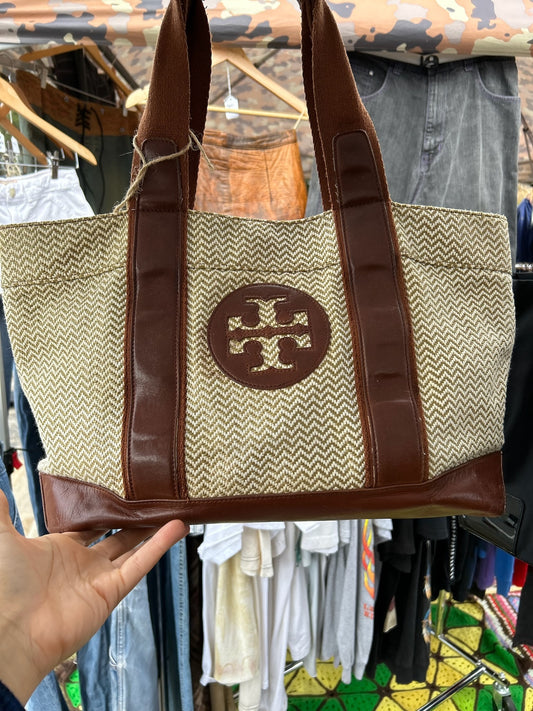 Vintage Tory Burch tan brown tote bag