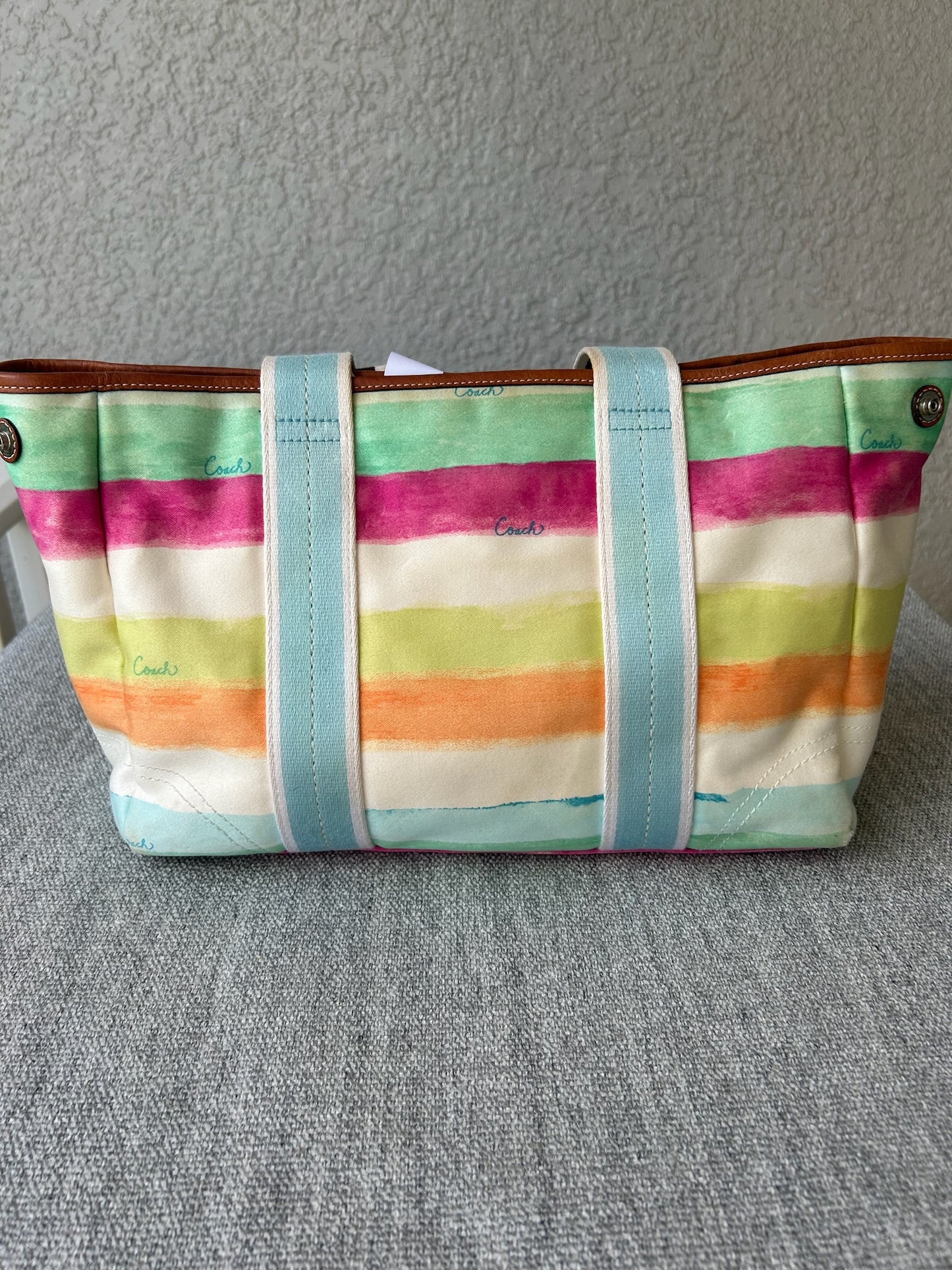 Coach watercolor tote bag with matching wristlet