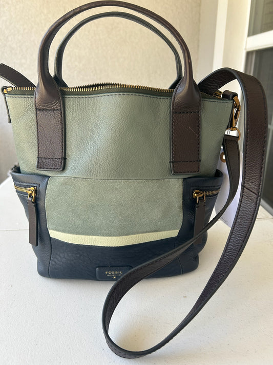 Fossil Emerson small satchel bag green suede