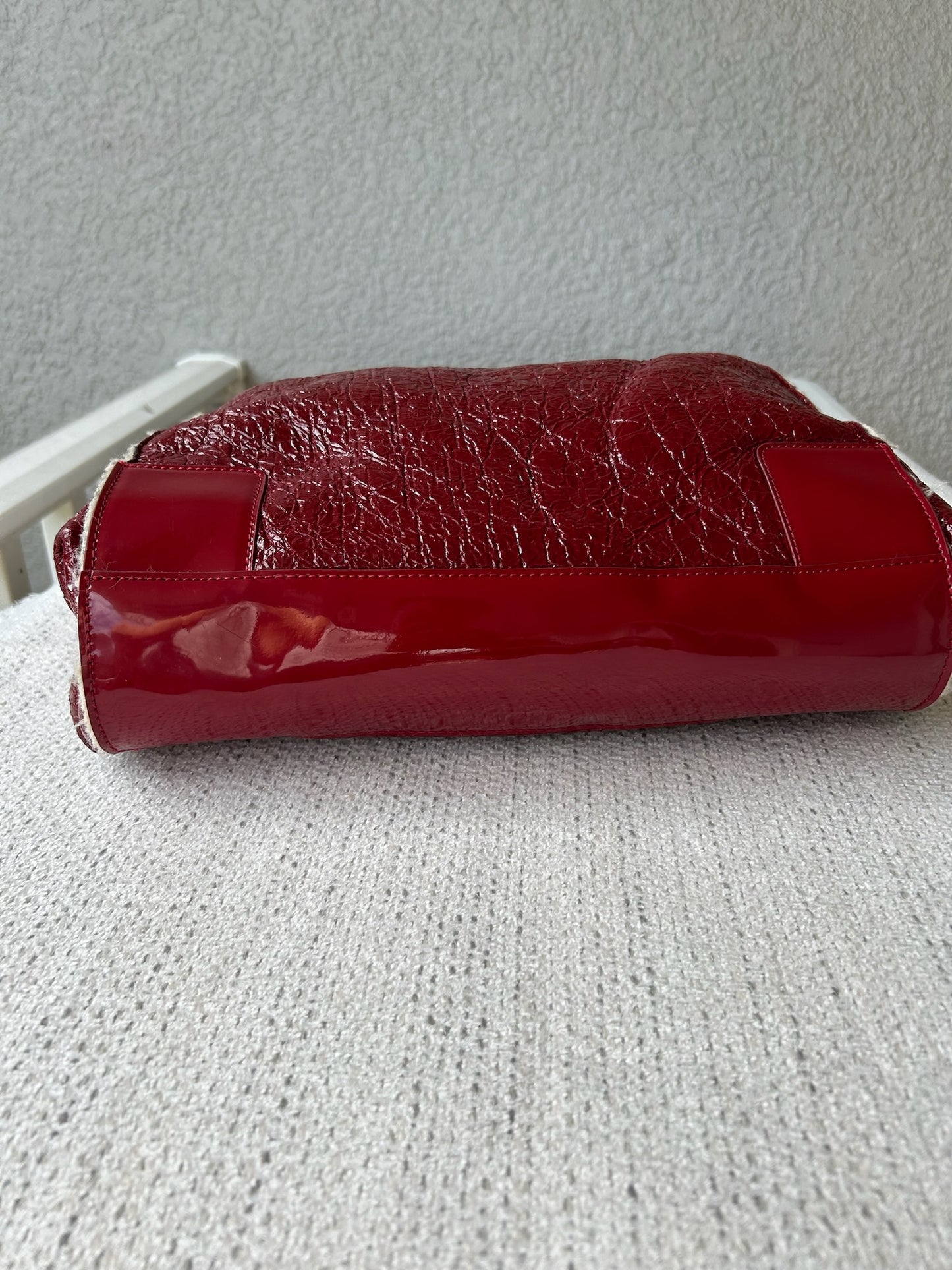 Tory Burch Dark red Patent and Soft Leather Ella Tote